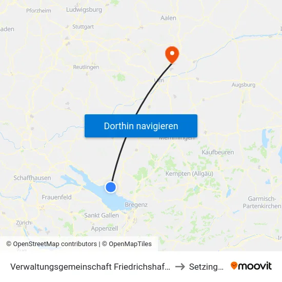 Verwaltungsgemeinschaft Friedrichshafen to Setzingen map