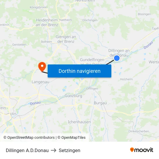 Dillingen A.D.Donau to Setzingen map