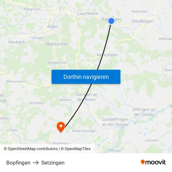 Bopfingen to Setzingen map