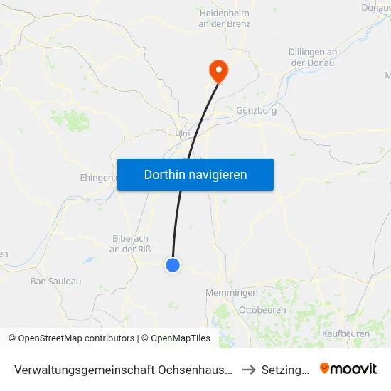 Verwaltungsgemeinschaft Ochsenhausen to Setzingen map