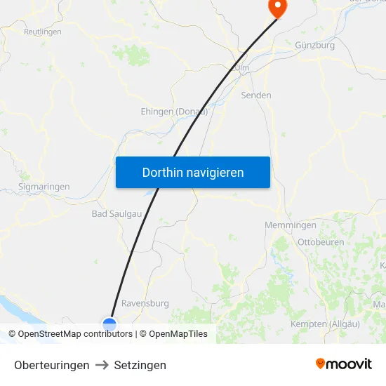 Oberteuringen to Setzingen map