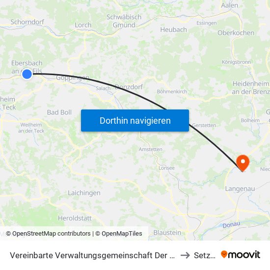 Vereinbarte Verwaltungsgemeinschaft Der Stadt Ebersbach An Der Fils to Setzingen map