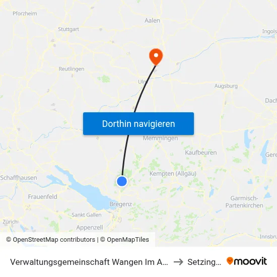Verwaltungsgemeinschaft Wangen Im Allgäu to Setzingen map