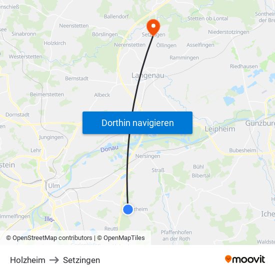 Holzheim to Setzingen map