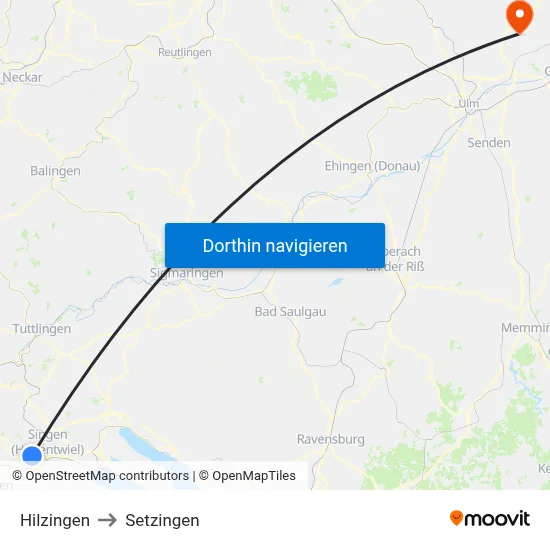 Hilzingen to Setzingen map