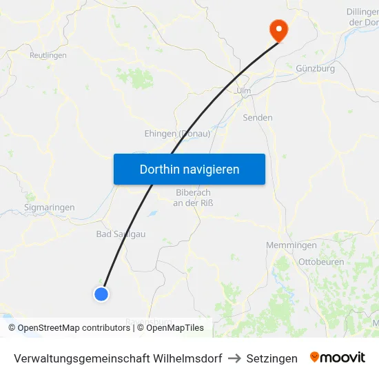 Verwaltungsgemeinschaft Wilhelmsdorf to Setzingen map
