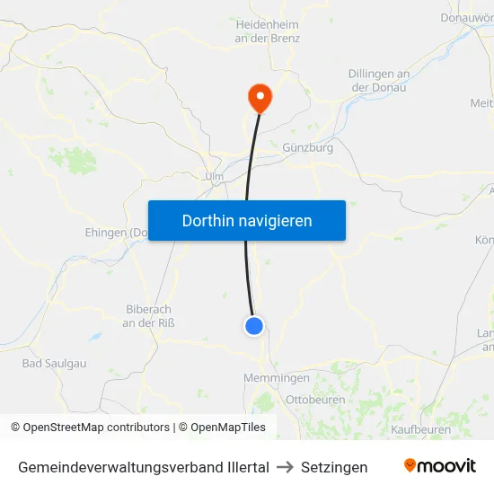 Gemeindeverwaltungsverband Illertal to Setzingen map