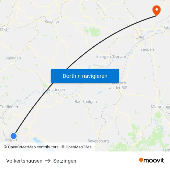 Volkertshausen to Setzingen map