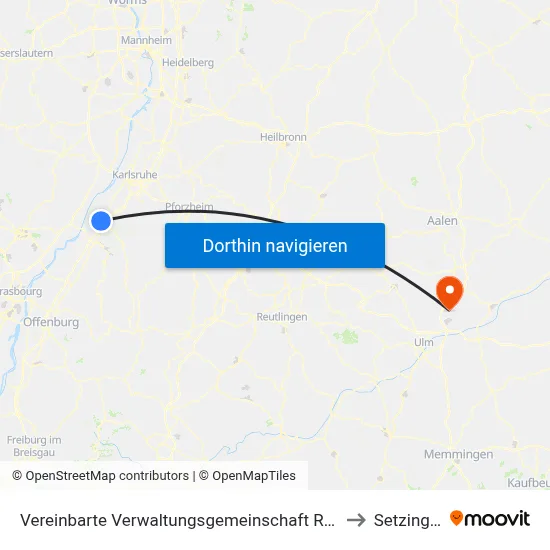 Vereinbarte Verwaltungsgemeinschaft Rastatt to Setzingen map