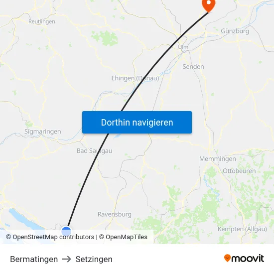 Bermatingen to Setzingen map