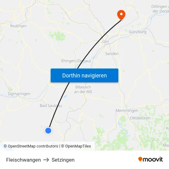 Fleischwangen to Setzingen map