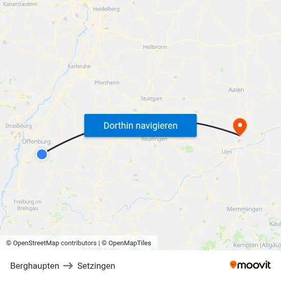 Berghaupten to Setzingen map