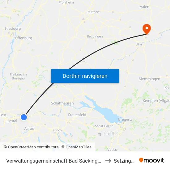 Verwaltungsgemeinschaft Bad Säckingen to Setzingen map