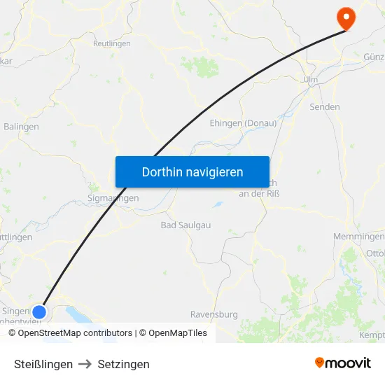 Steißlingen to Setzingen map