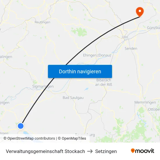 Verwaltungsgemeinschaft Stockach to Setzingen map