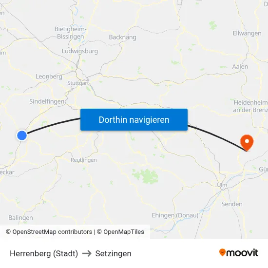 Herrenberg (Stadt) to Setzingen map