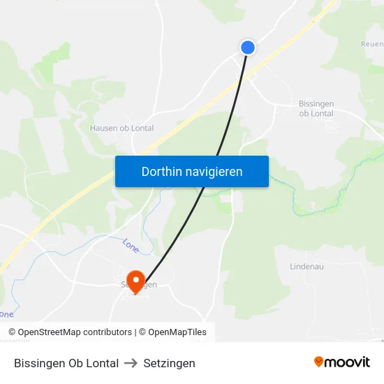 Bissingen Ob Lontal to Setzingen map