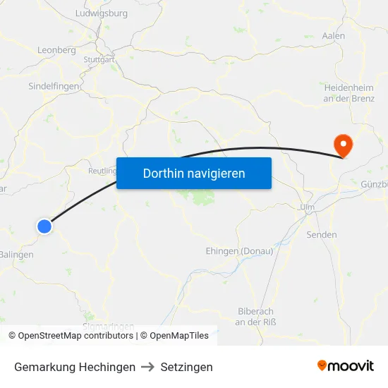 Gemarkung Hechingen to Setzingen map