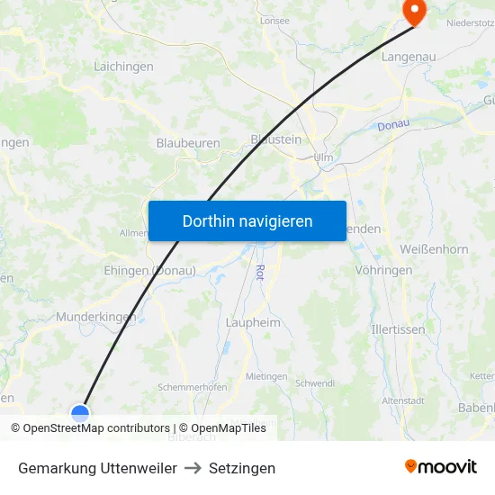 Gemarkung Uttenweiler to Setzingen map