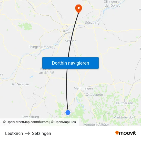 Leutkirch to Setzingen map