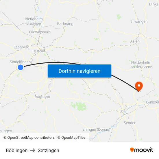 Böblingen to Setzingen map