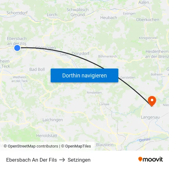 Ebersbach An Der Fils to Setzingen map
