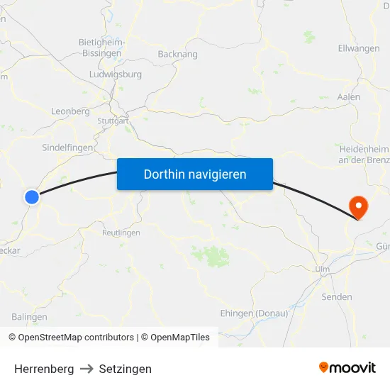 Herrenberg to Setzingen map
