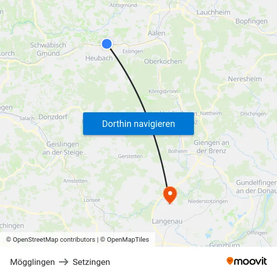 Mögglingen to Setzingen map