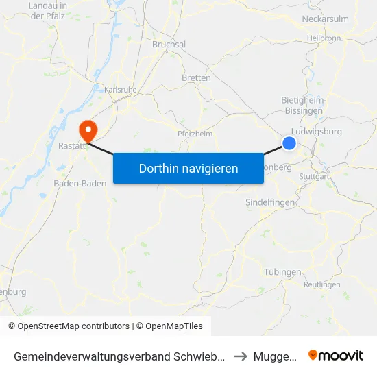 Gemeindeverwaltungsverband Schwieberdingen-Hemmingen to Muggensturm map