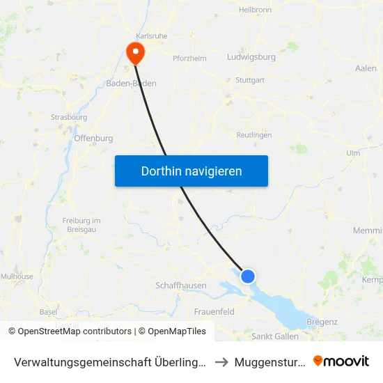 Verwaltungsgemeinschaft Überlingen to Muggensturm map