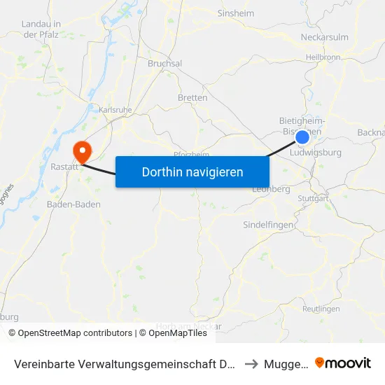 Vereinbarte Verwaltungsgemeinschaft Der Stadt Bietigheim-Bissingen to Muggensturm map