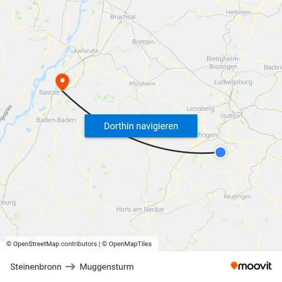 Steinenbronn to Muggensturm map