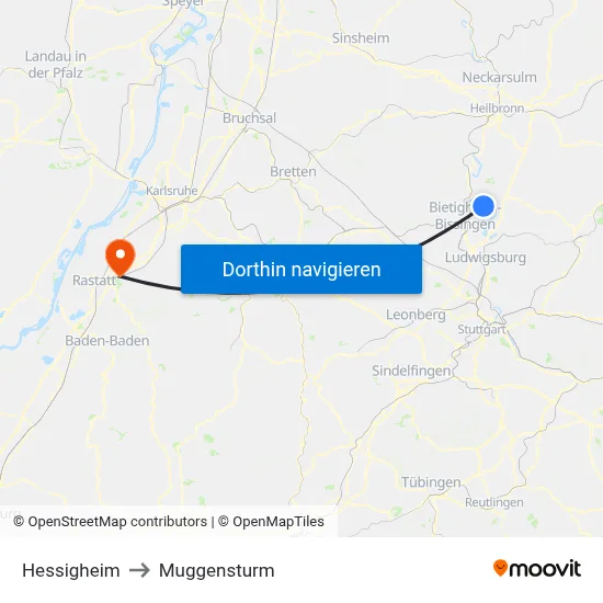 Hessigheim to Muggensturm map