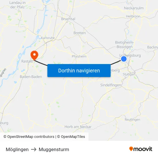 Möglingen to Muggensturm map