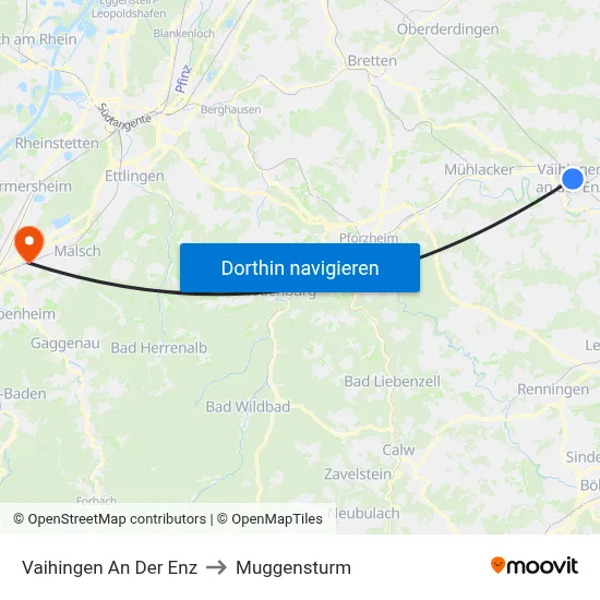 Vaihingen An Der Enz to Muggensturm map