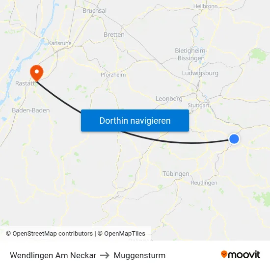 Wendlingen Am Neckar to Muggensturm map