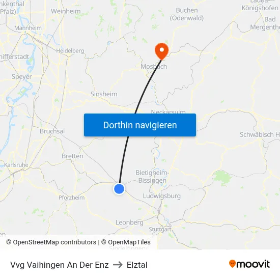 Vvg Vaihingen An Der Enz to Elztal map
