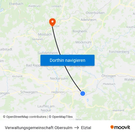 Verwaltungsgemeinschaft Obersulm to Elztal map