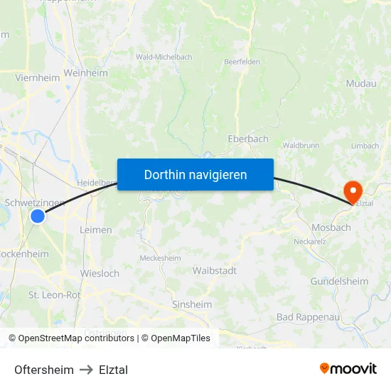 Oftersheim to Elztal map