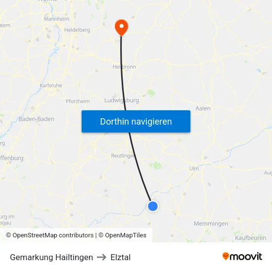 Gemarkung Hailtingen to Elztal map