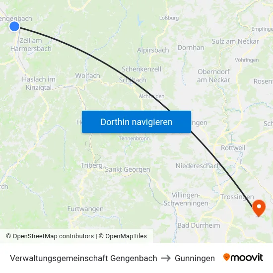 Verwaltungsgemeinschaft Gengenbach to Gunningen map