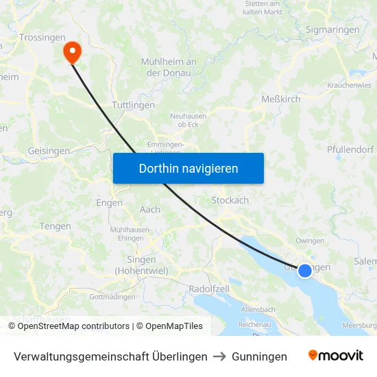Verwaltungsgemeinschaft Überlingen to Gunningen map