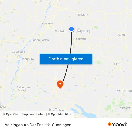 Vaihingen An Der Enz to Gunningen map