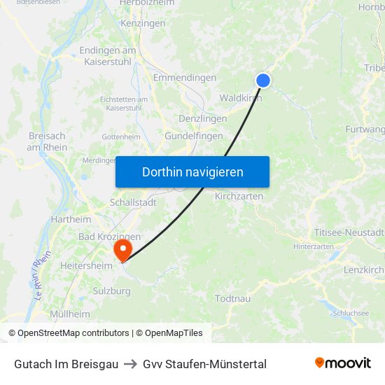 Gutach Im Breisgau to Gvv Staufen-Münstertal map