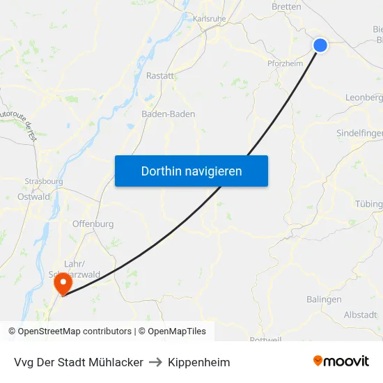 Vvg Der Stadt Mühlacker to Kippenheim map