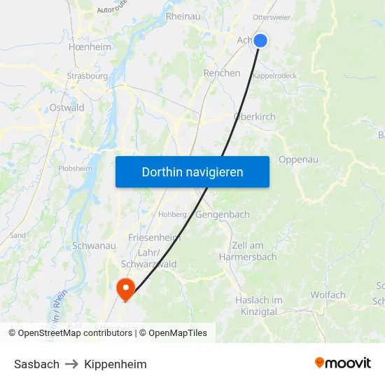 Sasbach to Kippenheim map