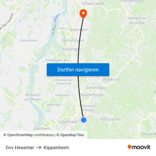 Gvv Hexental to Kippenheim map