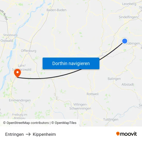 Entringen to Kippenheim map