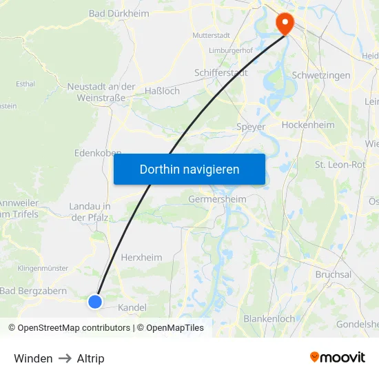 Winden to Altrip map