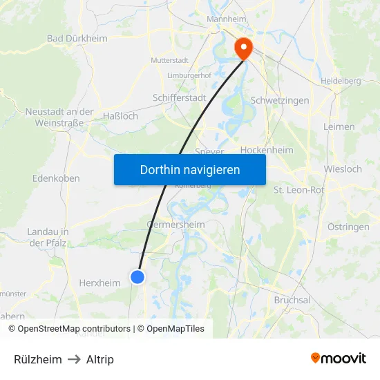 Rülzheim to Altrip map
